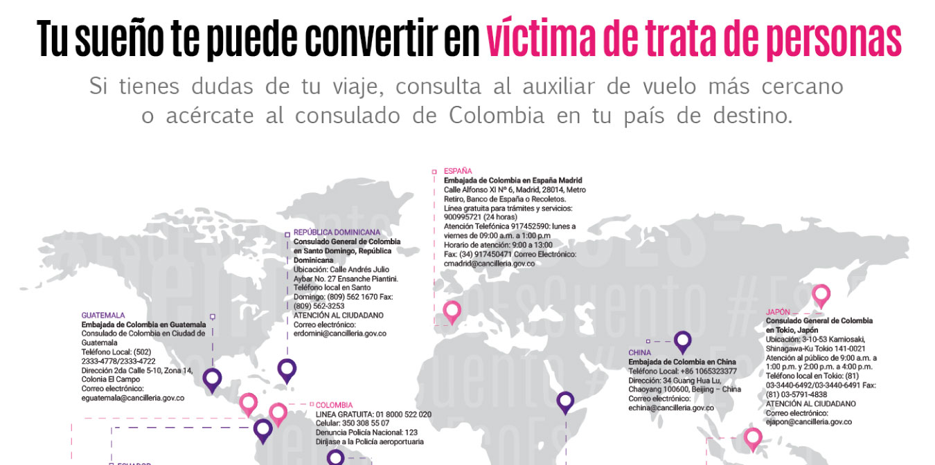 Mapa de consulados de Colombia en el mundo